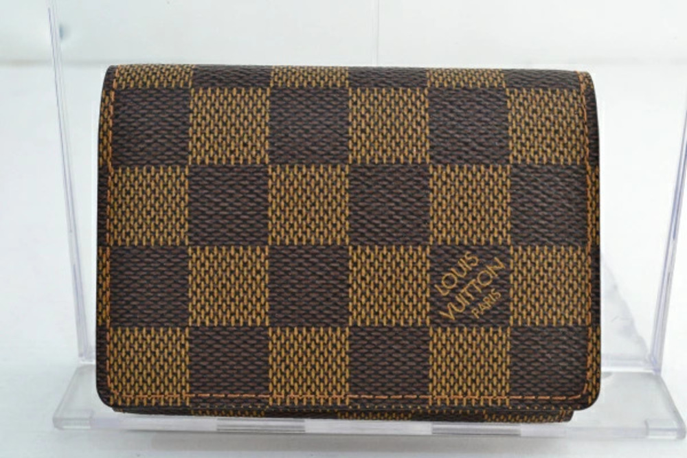Louis Vuitton Damier Envelope Carte De Visite Card Wallet Canvas Leather Brown